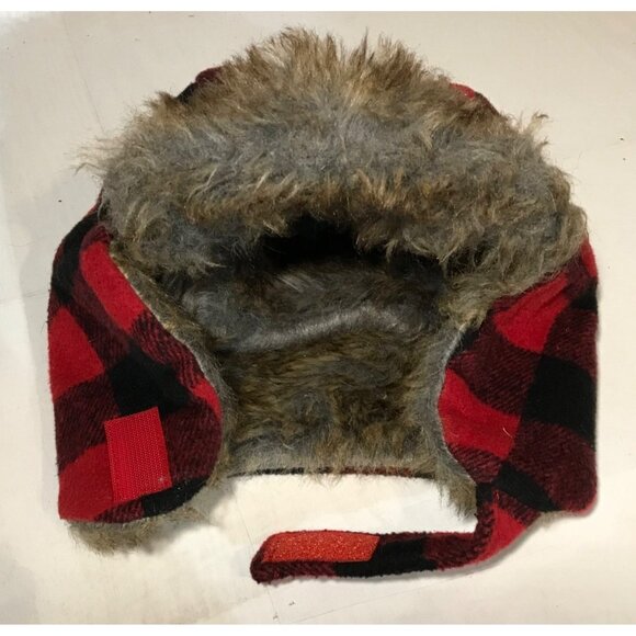 Indigo Baby Plaid Trapper Hat With Faux Fur Lining 6-12M - Picture 3 of 10